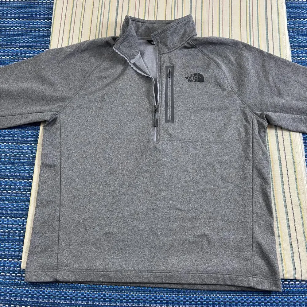 The North Face Pullover Mens XL Gray Fleece Quarter Zip Long Sleeve Hiking Top